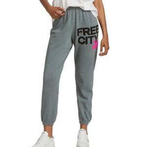 Life Nature Love FREE CITY Joggers Small Gray Pink lightweight Loungewear Cozy